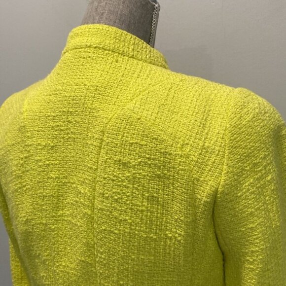 Zara Neon Yellow Tweed Blazer Jacket Size Large - Picture 11 of 15